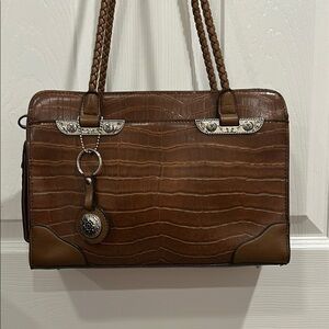 Brown Crocodile-Embossed Women's Bag